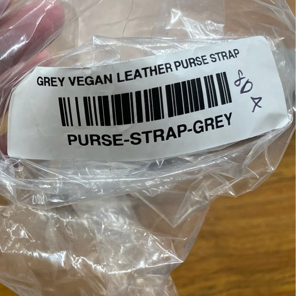New Grey Vegan Leather Laptop/Purse Strap with Sherpa Fleece inside